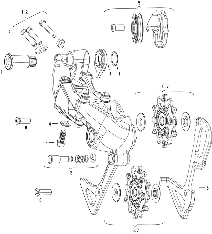 SRAM Ersatzteile GX 1X11 / GX DH 1X7 Type 2.1 Schaltwerk 1 SRAM Ersatzteile GX 1X11 / GX DH 1X7 Type 2.1 Schaltwerk